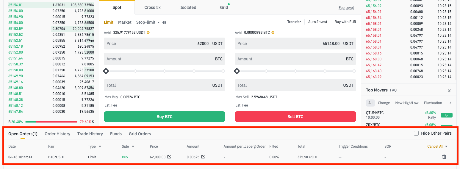 Người dùng đang xem giao dịch trên Binance minh họa cho việc sao chép giao dịch