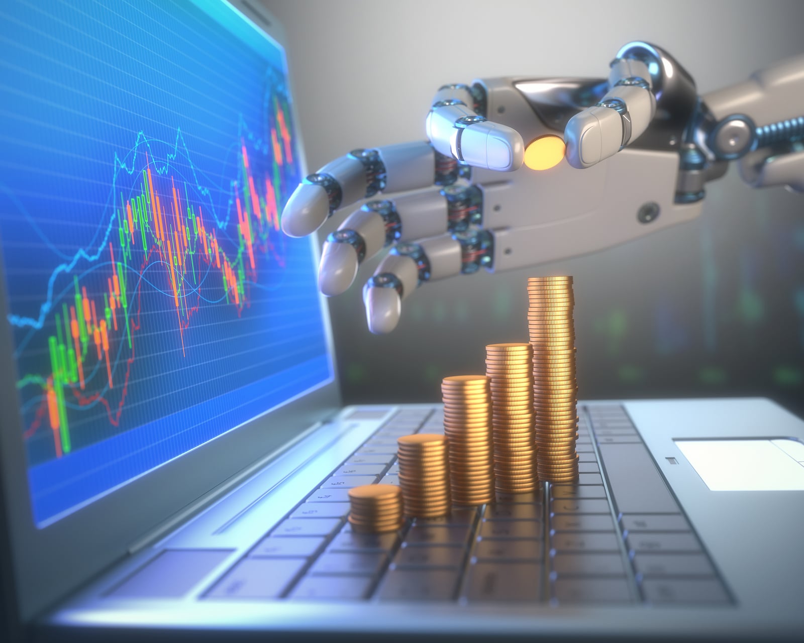 Hình ảnh minh họa một robot giao dịch forex đang gặp sự cố kỹ thuật
