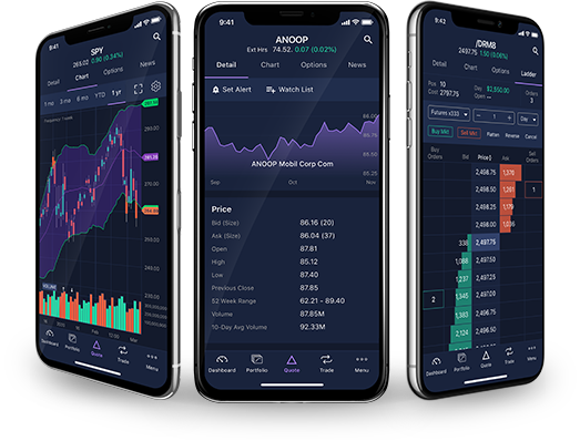 Giao diện người dùng ETRADE trên điện thoại di động