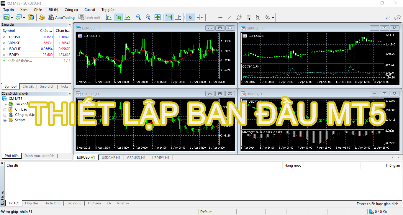 Giao diện MetaTrader 5 với cửa sổ lệnh cho phép thiết lập và xác nhận lệnh giao dịch