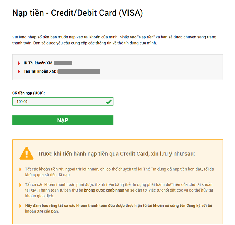 Quá trình nạp tiền vào tài khoản Forex thường đơn giản và nhanh chóng